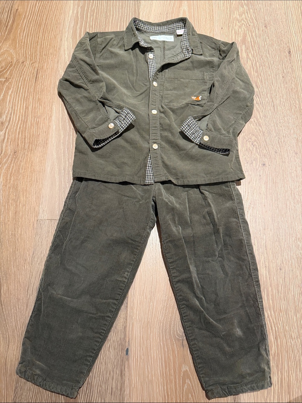 Zara Kids Olive Green Corduroy Set